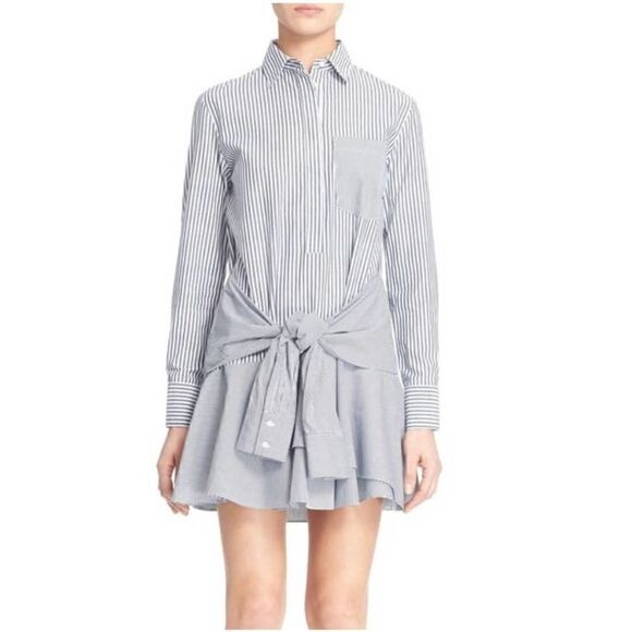 Derek Lam 10 Crosby Burgundy Tie Waist Shirt Dress - Picture 3 of 7